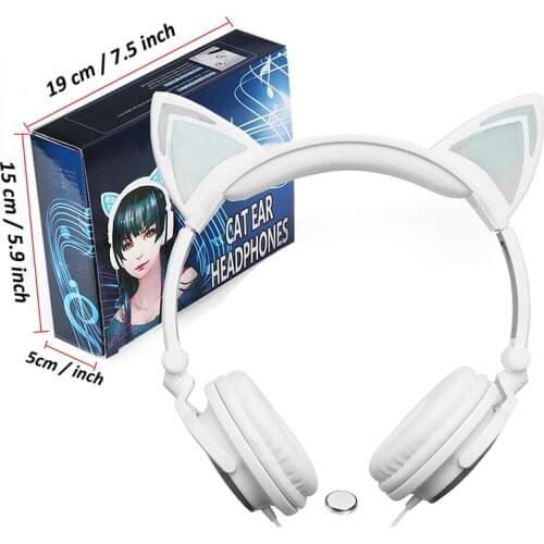 Cute Cat Ear Gaming headset Stereo Headphones Flashing Glowing Headphones Gaming Headset Earphone LED Light for Childrens gifts
