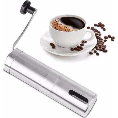 Coffee Grinder Mini Stainless Steel Hand Manual Handmade Coffee Bean Burr Grinders Mill Kitchen Tool Crocus Grinders Silver
