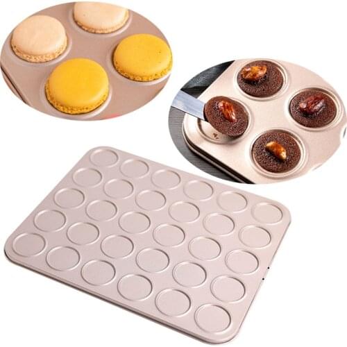 30 Hole Round Non-stick Macaron DIY Kitchen Oven Baking Pan Liner Cake Dessert Baking Bakeware Pan Tool