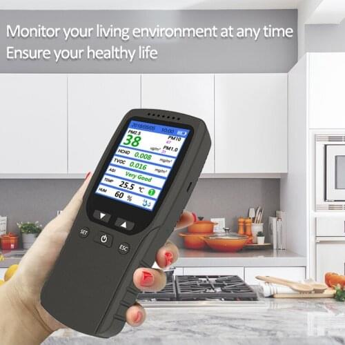 Multifunctional Air Quality Monitor Indoor Air Pollution Meter Micro Dust Tester Formaldehyde PM2.5/PM1.0 /PM10 TVOC Detection