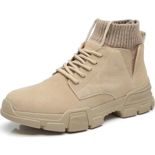 2019 Men Casual Leather Sneakers Shoes Men Leather Shoes Work Safety Shoes Winter Waterproof Ankle Wool Botas R3-50