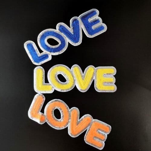 23CM LOVE Letters Patch Clothes Stickers Sequins Large Biker Badge Iron On Patches For Clothing Strange Things Christmas Gift