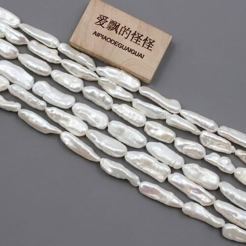 APDGG Natural White Straight-Drilled Irregular Biwa Freshwater Pearl String Necklace Jewelry Making DIY