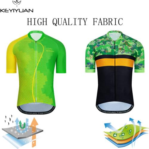 KEYIYUAN Latest Funny Cycling Jersey Men MTB Clothes Short Sleeve Top Riding Bicycle Clothing Camisa Bike Masculino Maillot Velo