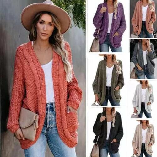 Autumn Winter Knitted Sweter Cardigan Sweater Female Solid Womens Sweaters2021Bat Sleeve Sweater Female Streetwear Truien Dames