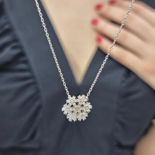 Snowflake Zircon Stone Handmade Necklace For Women Girls Valentines Day Fashion Jewelry Elegant