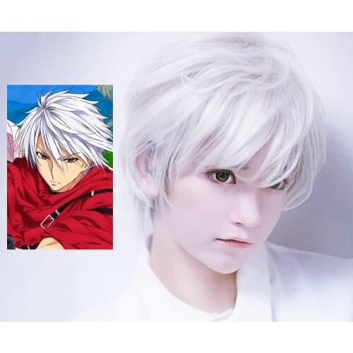 Plunderer Licht Bach Cosplay Wig Legendary Red Baron White Fluffy Short Wig Kimono Japanese Animie Props Carnical Comic Con