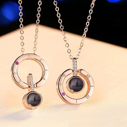 Valentines Day Gifts in 100 Languages Saying I Love You Projection Heart Necklace for Girlfriend Wife Anniversary Supplies