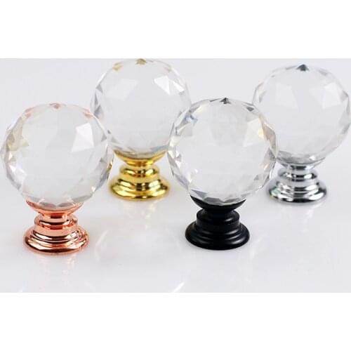 Furniture Transparent Crystal Ball Handle Aluminum Alloy Clothes Cupboard Door Handle Drawer Single Hole Handle Pot Lid Handle