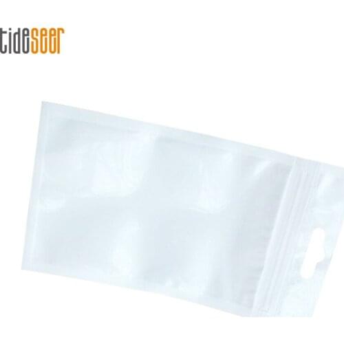 8*14cm Clear White Resealable Plastic Packaging Bag with Hanging Hole for Mobile Accessories Phone Case Package Pouch
