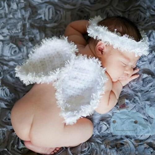 Newborn Photo Prop baby 100 days full moon photo studio photo hand knitted wool wing baby clothing