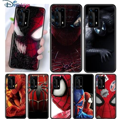 Cool Spider-Man Silicone Cover For Huawei P40 P30 P20 Pro P10 P9 P8 Lite E Plus 2019 2017 5G Black Phone Case
