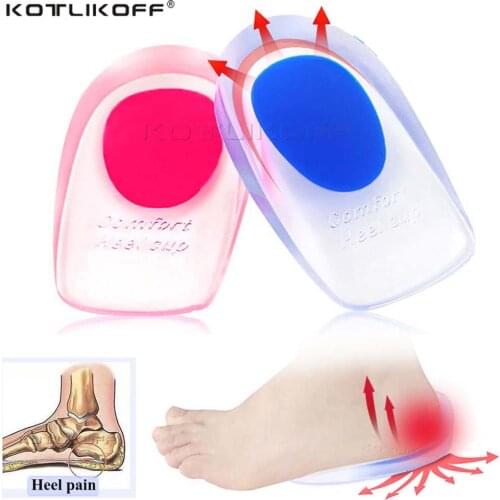 KOTLIKOFF Soft Silicone Gel Insoles for heel spurs pain Foot cushion Foot Massager Care Half Heel Insole Pad Height Increase