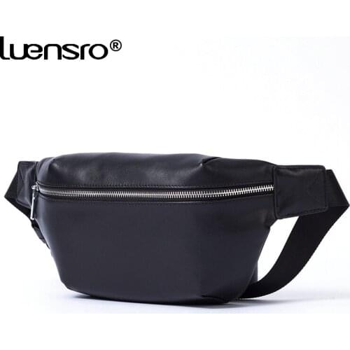 Fashion Waist Bags Mens Casual Waist Pack Purse Mobile Phone Case for Mens Travel Belt Wallets Genuine Leather Chest Bags pack