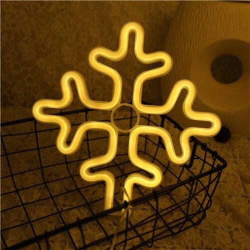 Battery USB Power LED Milu Deer Snowflake Neon Lamp Christmas Lights Fairy Garland Kids Gift Girls Bedroom Wedding Party Decor