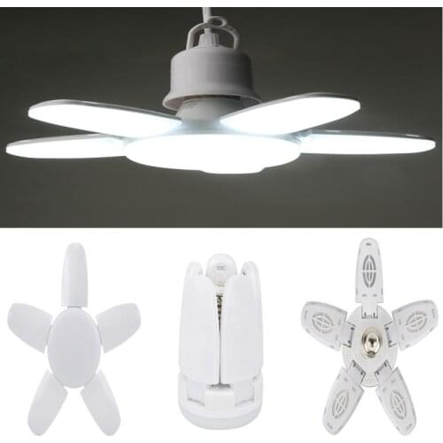 40W/55W LED Garage Light E27 Mini 5+1 Deformable Ceiling Light Foldable Fan Blade Light For Warehouse Workshop Deformation Lamps