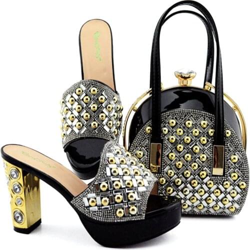High Quality peach Color African Designer Shoes And Bag Set To Match Italian Party Shoes With Matching Bags Set