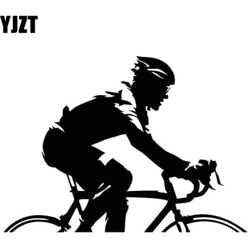 YJZT 17CM*12.2CM Bicycle Race Cycling Cyclist Bike Sport Funny Car Windshield Decorative Decals Black/Silver C31-0059