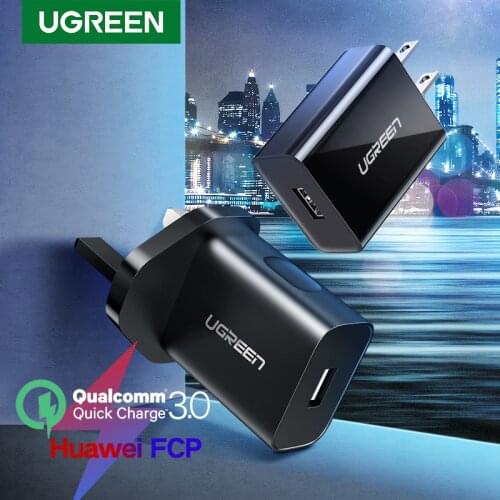 Ugreen Quick Charge 3.0 QC 18W US UK USB Charger QC3.0 Fast Charger for Samsung s10 Xiaomi iPhone Huawei Mobile Phone Charger