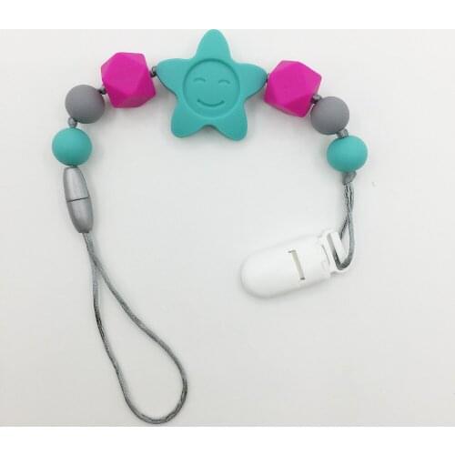 BPA Free Silicone Pacifier Clip ,New teether with sunflow silicone beads