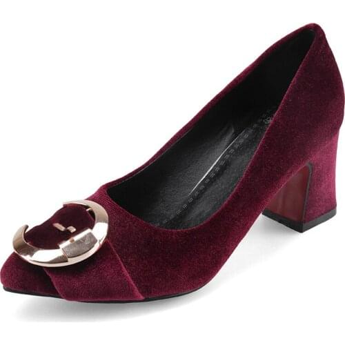 2019 age season fashion with shallow thick with high pointed mouth female 33-48 single shoes