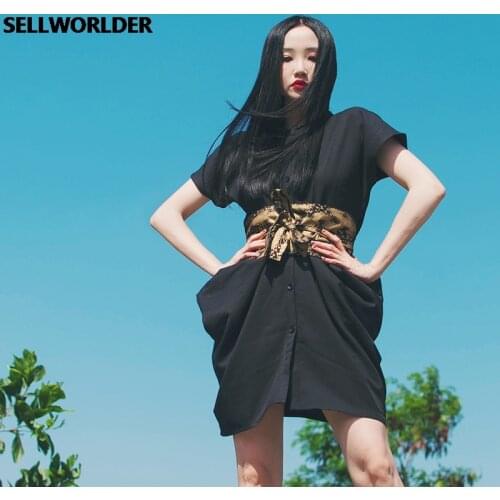 2021 Woman Japanese Kimono Style Solid Founder big pocket dress V neck Loose dress