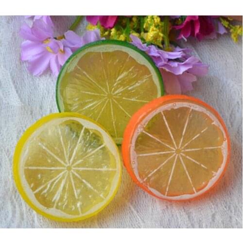 10 pieces Decorative Artificial Plastic Lemon Slice Home Decor Fake Fruit 50 * 10 mm 3 colors