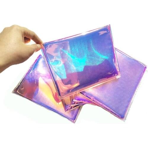 10Pcs PVC Zip lock Bubble Bags Cosmetic Plastic Laser Iridescent Bags Holographic Makeup Pouches Hologram Zipper Bags new