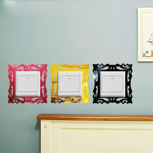 15*14cm Acrylic Diy Wall Stickers Switch Creative Mirror Out Sticker Hollow Switch Switch Cover Sticker Decor Decor Socket G1F3