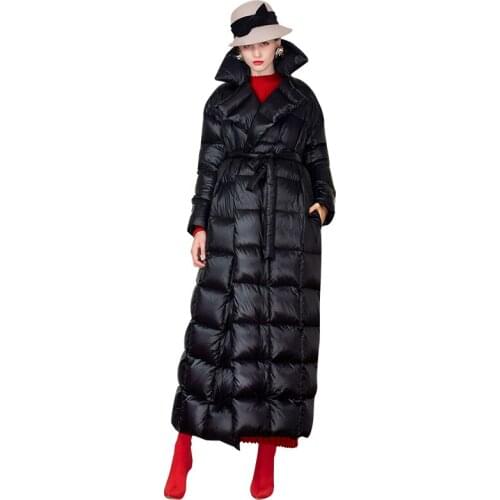 2019 Russian Winter Women Parkas Space Cotton Black Long Coat Thick Full Length Cap Collar X-Long Overcoat Plus Size RR8105