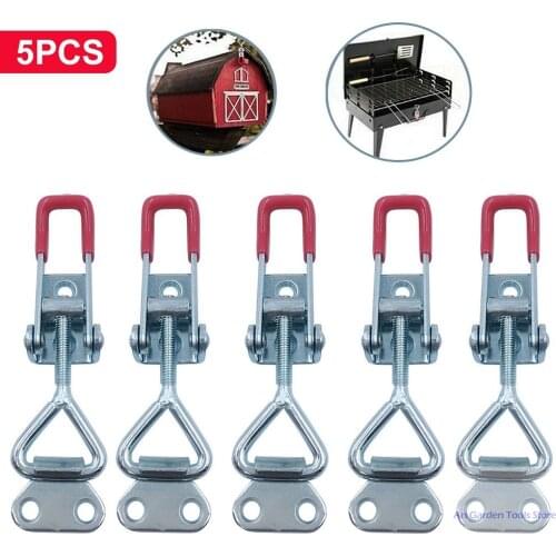 5pcs Spring Loaded Toggle Latch Stainless Catches Case Box Adjustable Latch Catches Hasp Lock Durable Galvanized Iron Silver