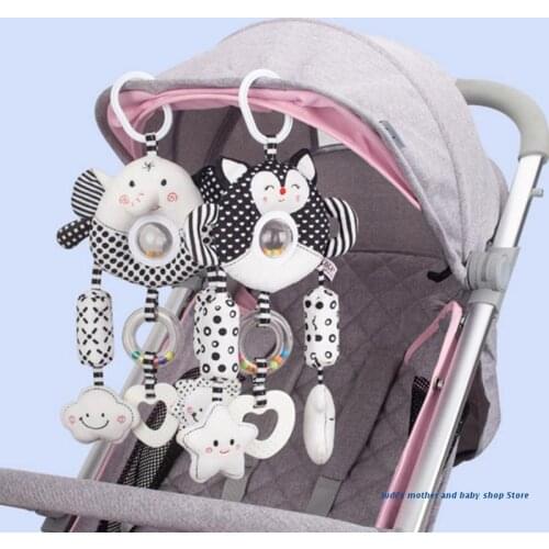 67JC Baby Stroller Rattle Toy Pushchair Pram Pendant Bed Bell Cartoon Animal Doll Infants Crib Sensory Toys