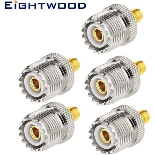 Eightwood 5PCS Car CB Radio Antenna Adapter SMA Jack to UHF SO-239 Jack Connector for Baofeng UV 5R Kenwood Quansheng TYT JVC