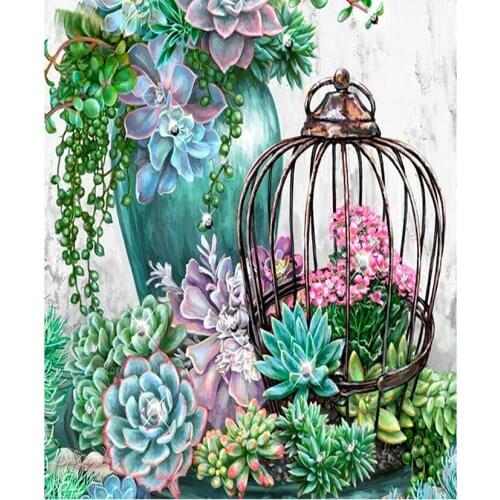 Diamond Painting Flower succulent plants 5D Diy Drill Paint by Number Decor Picture Of Rhinestone XN1456