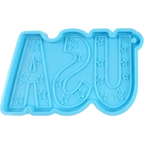 Letters USA Keychain Epoxy Resin Mold Handmade Necklace Pendant Silicone Mould DIY Crafts Jewelry Casting Tool