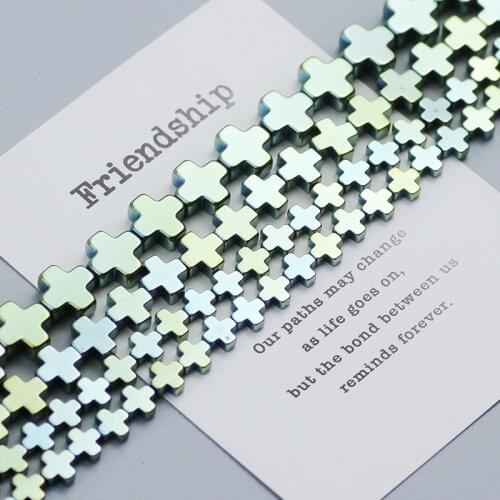 Green Jesus Cross Hematite Beads Natural Stone Loose Spacer beads for DIY Jewelry Bracelet Making Findings 15" Strand 6 8 10mm