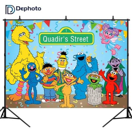 Dephoto Sesame Street Photography Backdrops Colorful Birthday Party Baby Shower Backgrounds Photo Studio Customize Shoot Prop