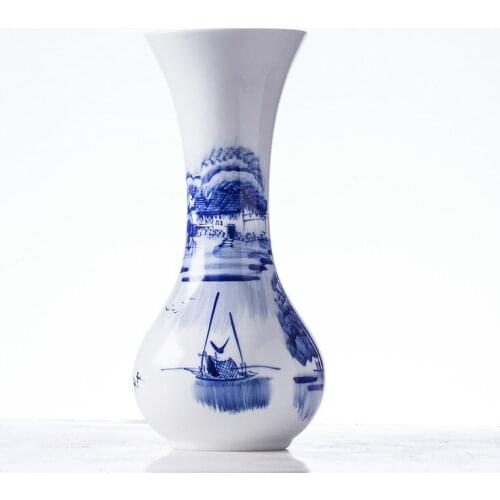 Hydroponic Vase Jingdezhen White And Blue Ceramic Handpainted Water Planting Vase Table Vase Porcelain Decorative Vase