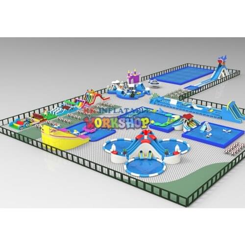 Giant steel frame swimming Pool Inflatable Commercial Grade Inground Inflatable Water Slide Park