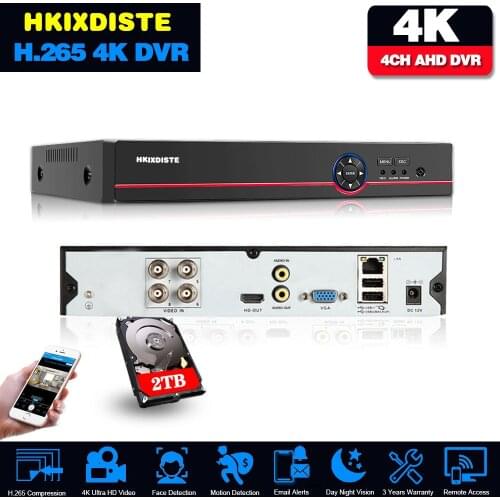 H.265+ 4CH AHD DVR 4K CCTV 8CH 16CH 5MP 2MP Hybrid Security DVR Recorder Camera Onvif Coxial Control P2P XVI/AHD/TVI/CVI/CVBS/IP