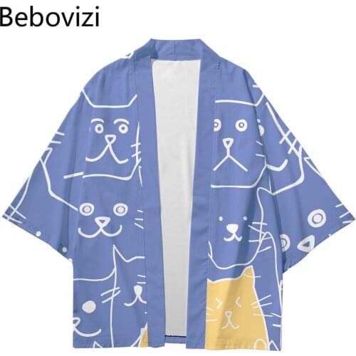 Kimono Streetwear Men Women Cardigan Japan Harajuku Anime Robe Clothes Plus Size 3XL 4XL 5XL 6XL Japanese Style Cat 2021 Summer