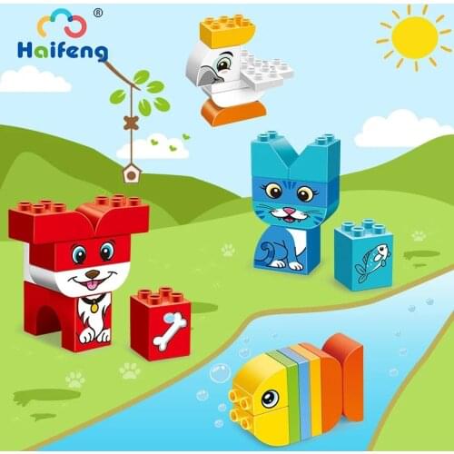 Large Animal Particle Brick Accessories Education Toys Bird Cat Fish Cube Animal Building Block DIY Creative Toys Children Gifts