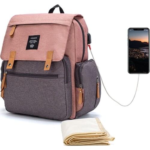 LEQUEEN USB Diaper Bag Baby Care Stroller Large Mom Backpack Mummy Maternity Wet Bag Waterproof Baby Pregnant Bag Nursing Bags