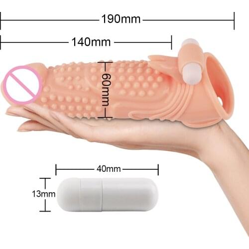 Male Penis Enlargement Sleeve Reusable Highly Elastic Vibration Condoms Delay Ejaculation Cock Cover Erotic Toys Intimate Goods