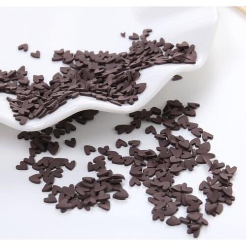 100g Coffee Heart Shape Slice Soft Polymer Clay Sprinkles for Slimes Supplies Fake Cake Decoration DIY Nail Arts Accessories