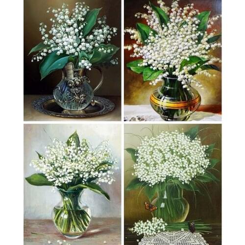 New Arrival 5D DIY Diamond Painting Flowers Cross Stitch Kit Full Drill Embroidery Mosaic Art Picture of Rhinestones Home Decor