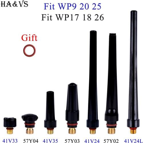 Set 41V33 41V35 41V24 41V24L 57Y04 57Y03 57Y02 TIG Welding Torch Extra Length/Long/Medium/Short Back Cap For WP9/17/20/18/25/26