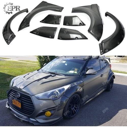 Carbon Fender Sets(8pcs) For Hyundai Veloster Carbon Fiber EGR Style Front & Rear Fender Flares Tuning Trim Accessories Veloster