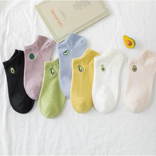 Cute Fashion Women Cotton Cartoon Fruit Ankle Socks Summer Japanese Avocado Cute Boat Socks Casual Soft Girls Short Socks