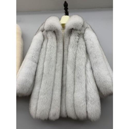 New brand ladies real fox fur jacket warm winter long fox fur jacket long sleeves
